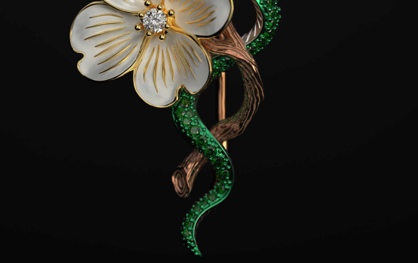 Wooden Snake Brooch ZBC3