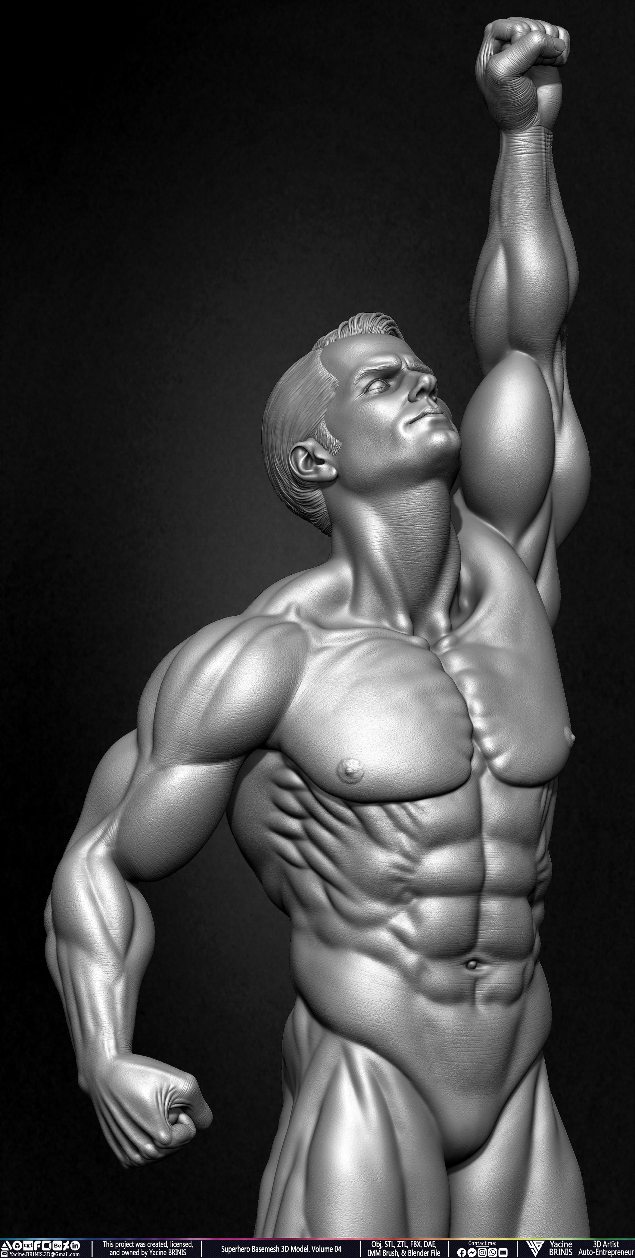 SuperHero Basemesh 3D Model Pose 04 Superman - Henry Kevill - Man of Steel-  Sculpted by Yacine BRINIS Set 030