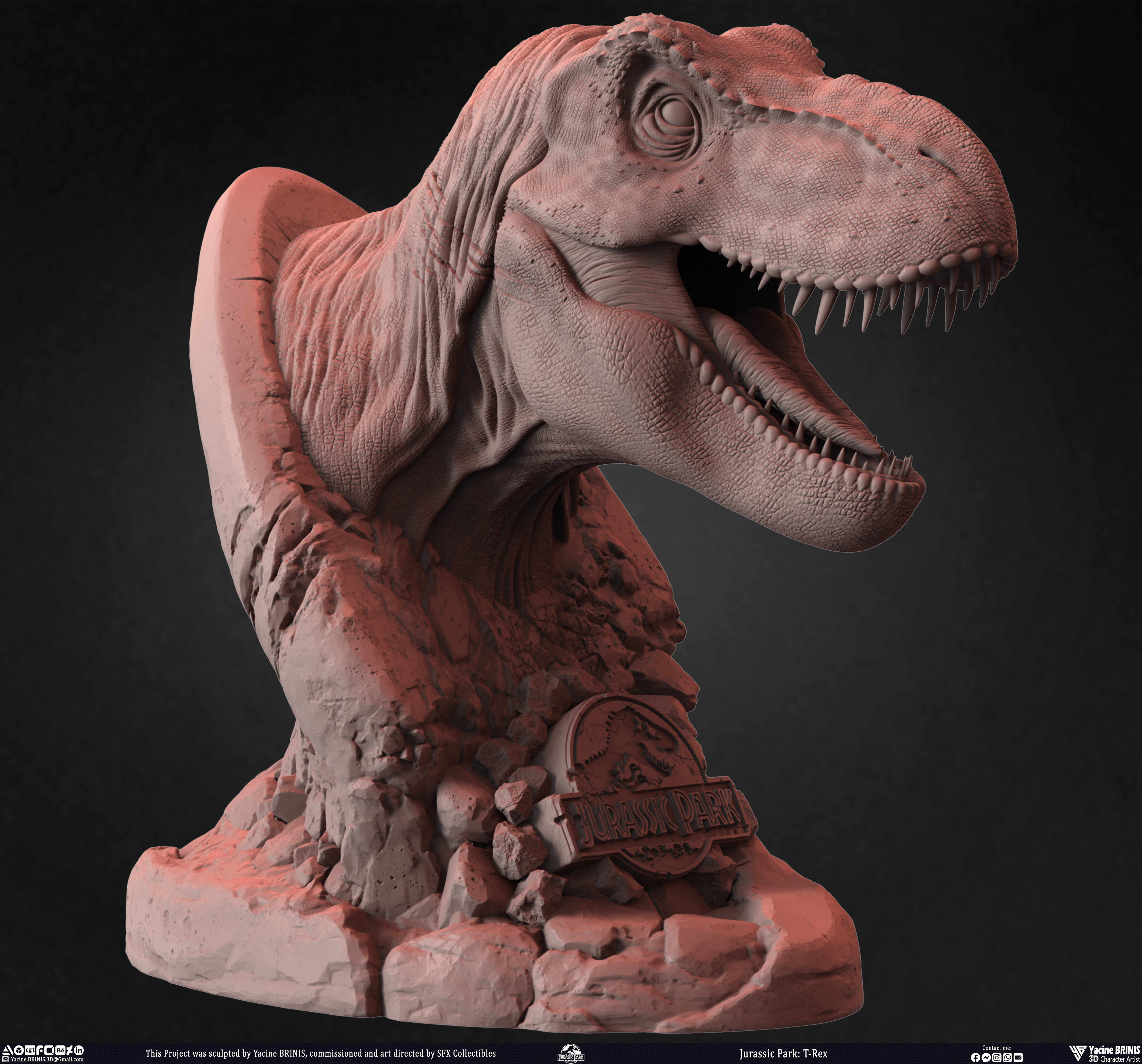 T-Rex Universal Pictures sculpted by Yacine BRINIS 020