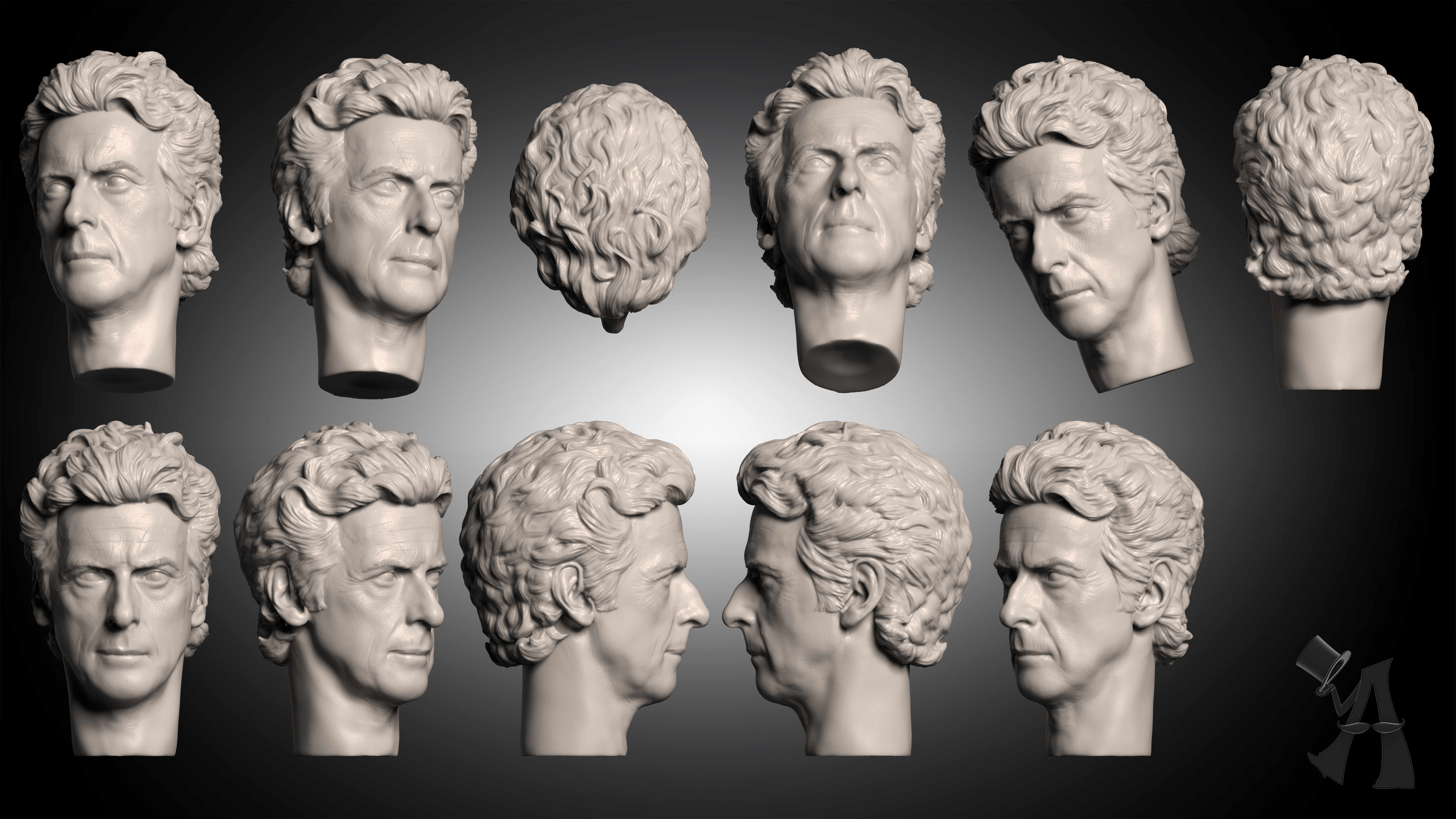 12th Doctor Hoody Head Grey Sculpt Turns