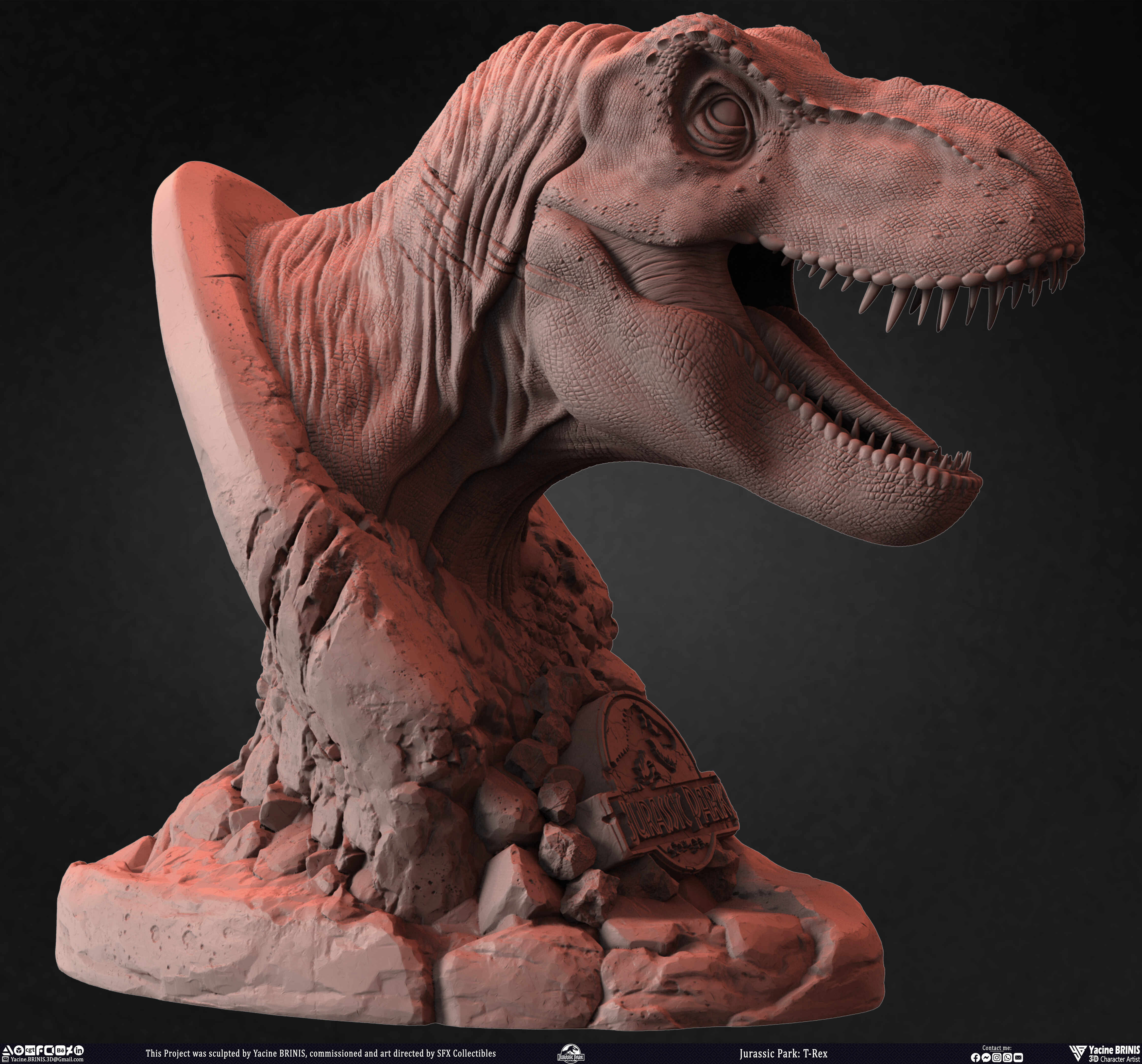 T-Rex Universal Pictures sculpted by Yacine BRINIS 021