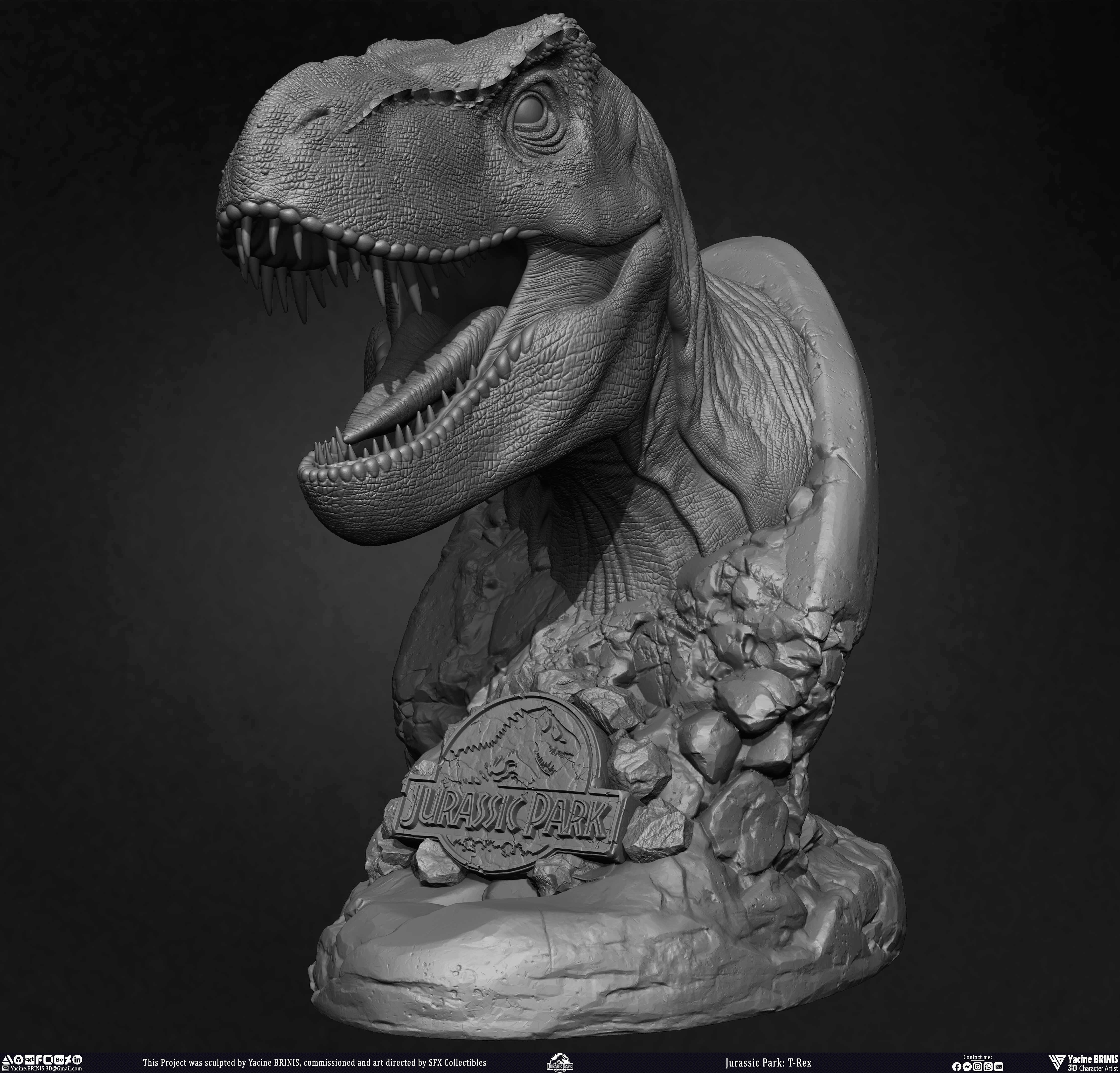 T-Rex Universal Pictures sculpted by Yacine BRINIS 012