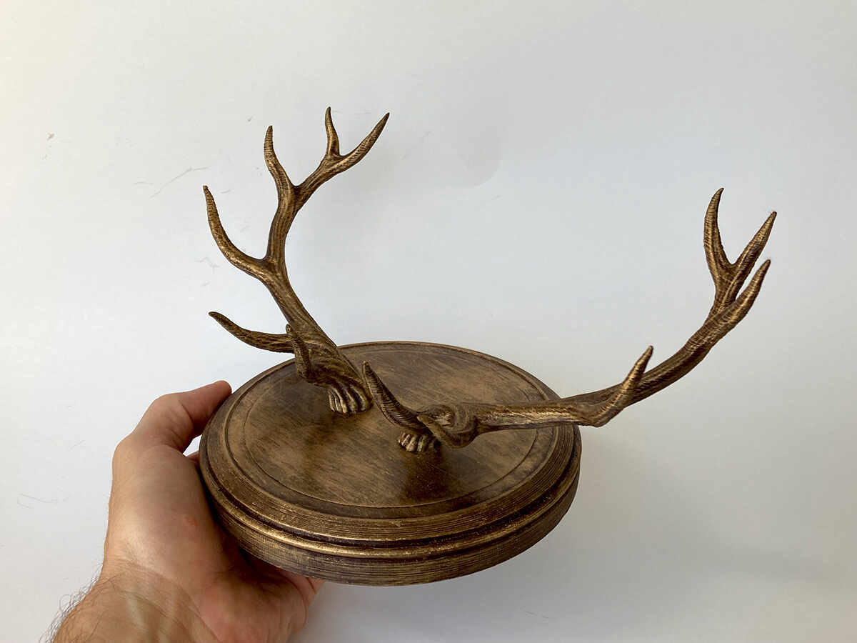 Rings Tree for Alternative Jewelry in Gothic Style with Antlers on the wide Round Stand - 2