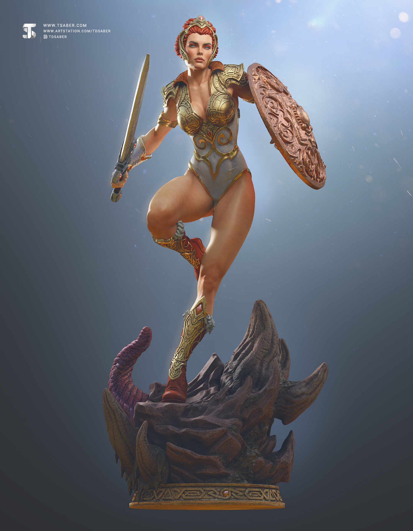 Teela - Heman Masters of the Universe - Motu statue collectibles- 3D zbrush Sculpture - Female warrior figurine - Tsaber 03