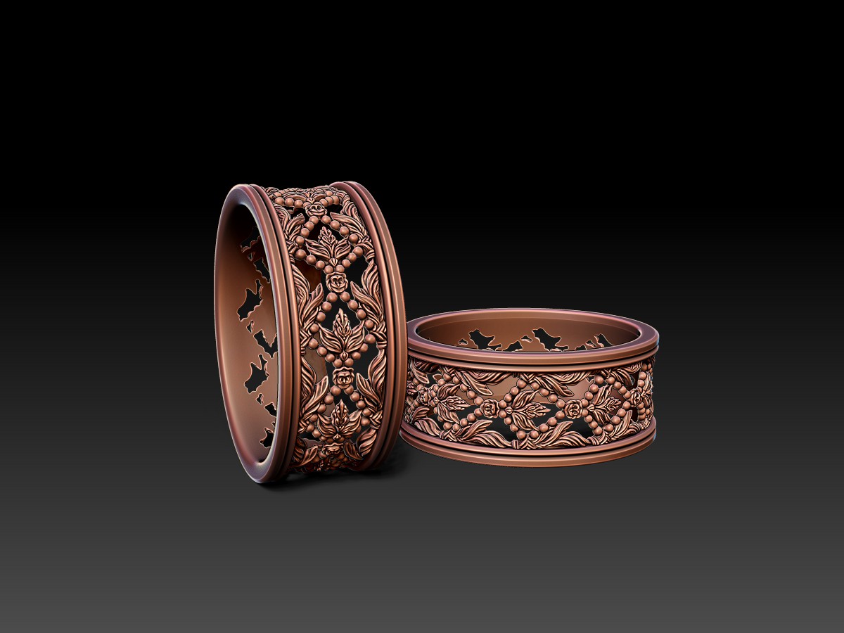Braided Floral Ring - ZBrush