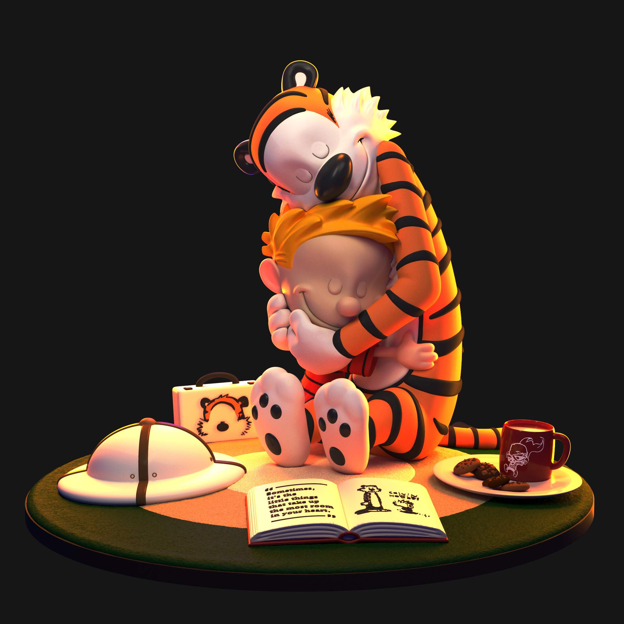 Calvin and Hobbes Diorama - 191f - Fireplace Render - Tail 1 - Color - Front