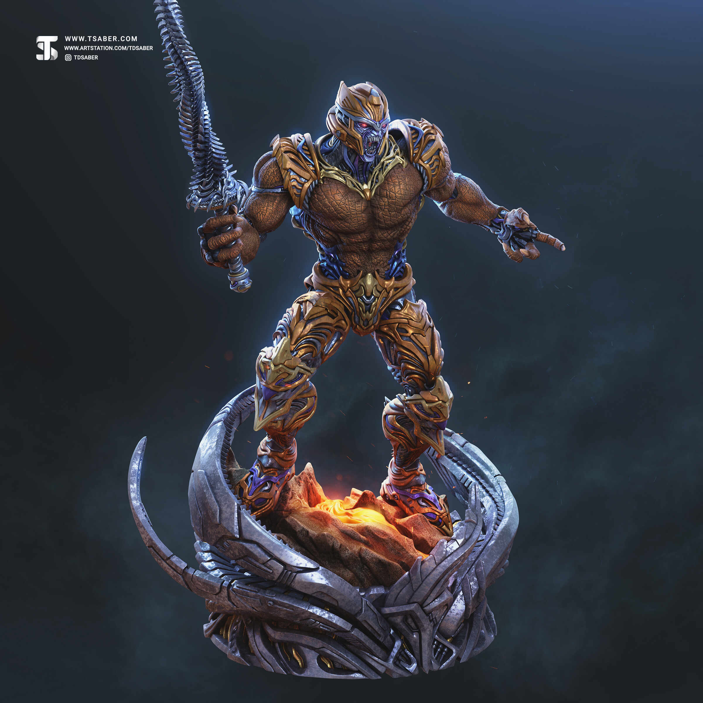 Dinobot Statue – Beast Wars Maximal -- Transformers Collectibles -- 3D sculpture -- Zbrush sculpt -- Robot & Mech Design -- Tsaber 07